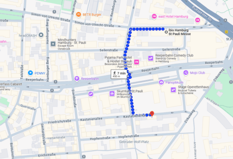 Der Weg vom Hotel zum Trainingsraum